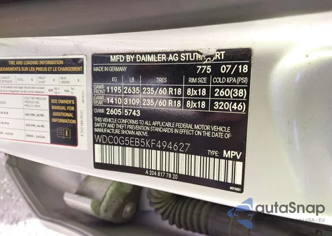 2019 Mercedes-Benz Glc 350E 4Matic z USA, uszkodzony, nr VIN WDC0G5EB5KF494627